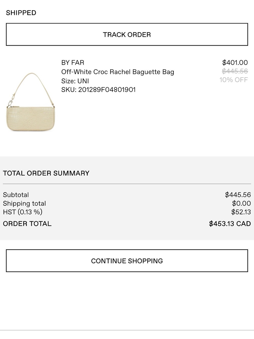 BY FAR Cream Croc-Embossed Rachel Baguette Shoulder Bag
